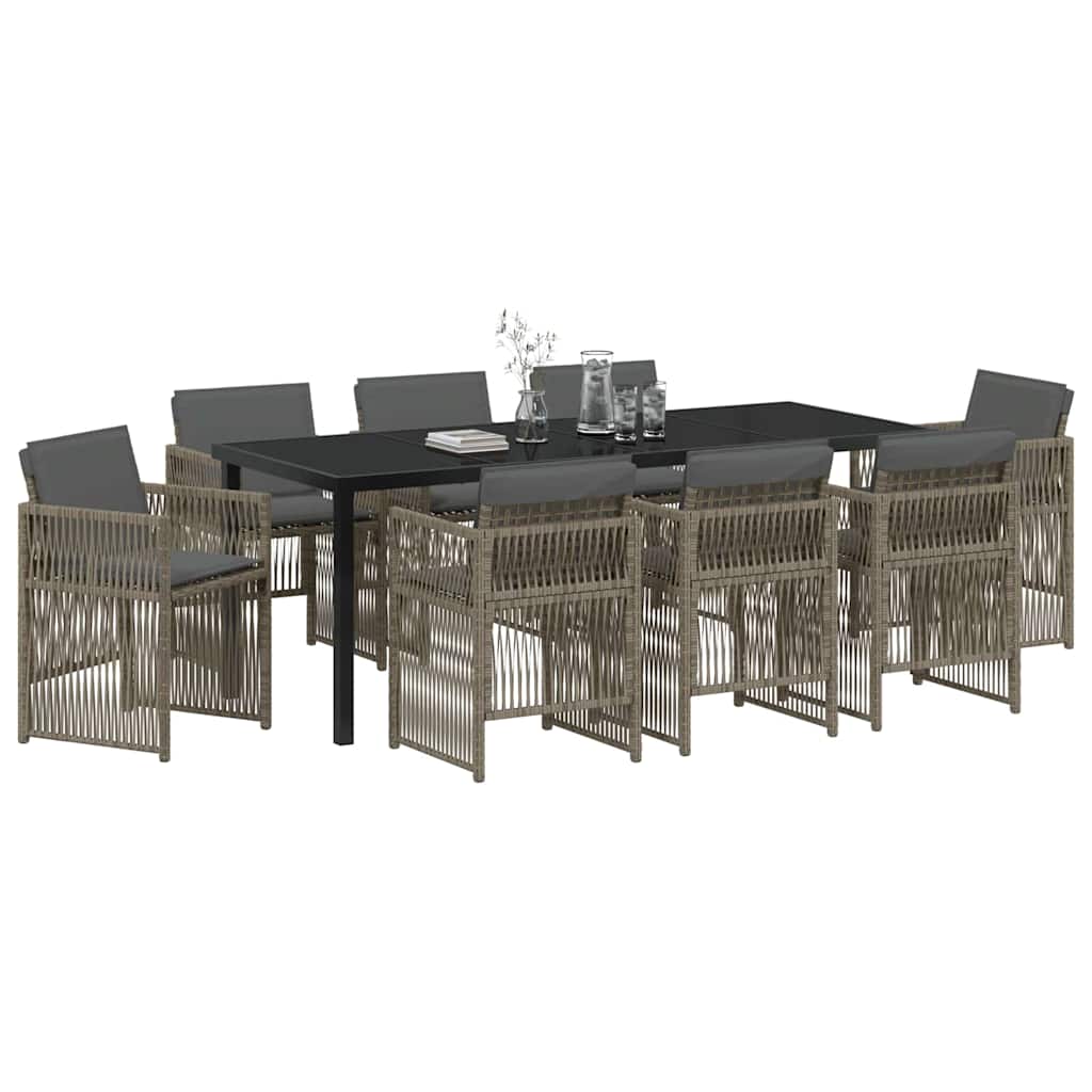 Garten Essgruppe 9 pcs Grau Pulverbeschichteter Stahl