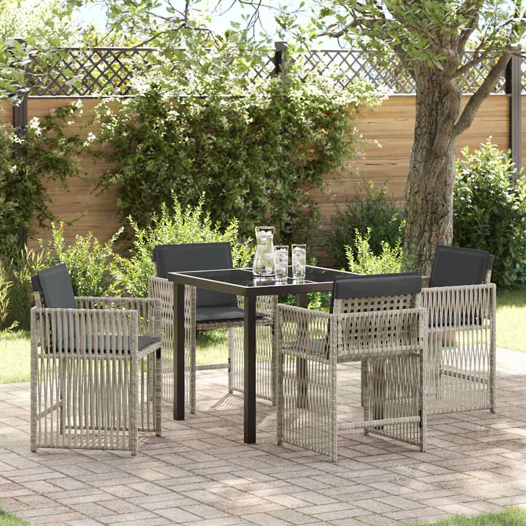 Garten Essgruppe 5 pcs Hellgrau Pulverbeschichteter Stahl