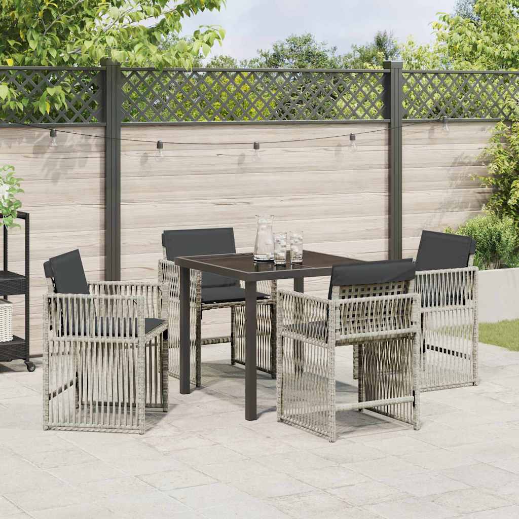 Garten Essgruppe 5 pcs Hellgrau Pulverbeschichteter Stahl