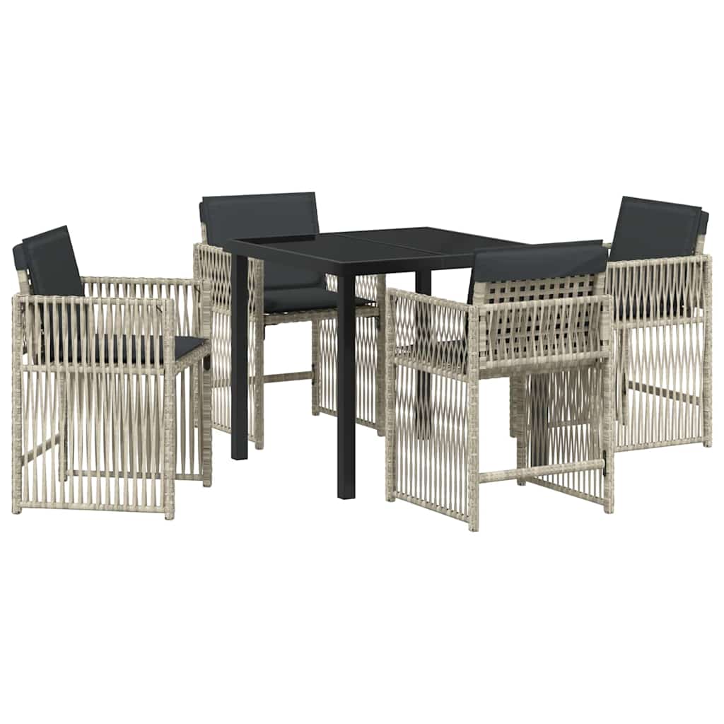 Garten Essgruppe 5 pcs Hellgrau Pulverbeschichteter Stahl