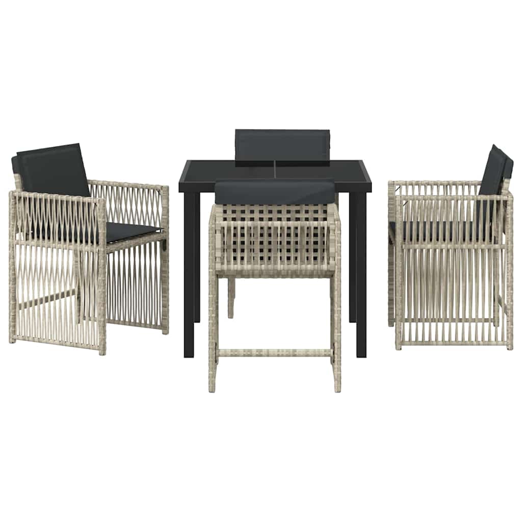 Garten Essgruppe 5 pcs Hellgrau Pulverbeschichteter Stahl