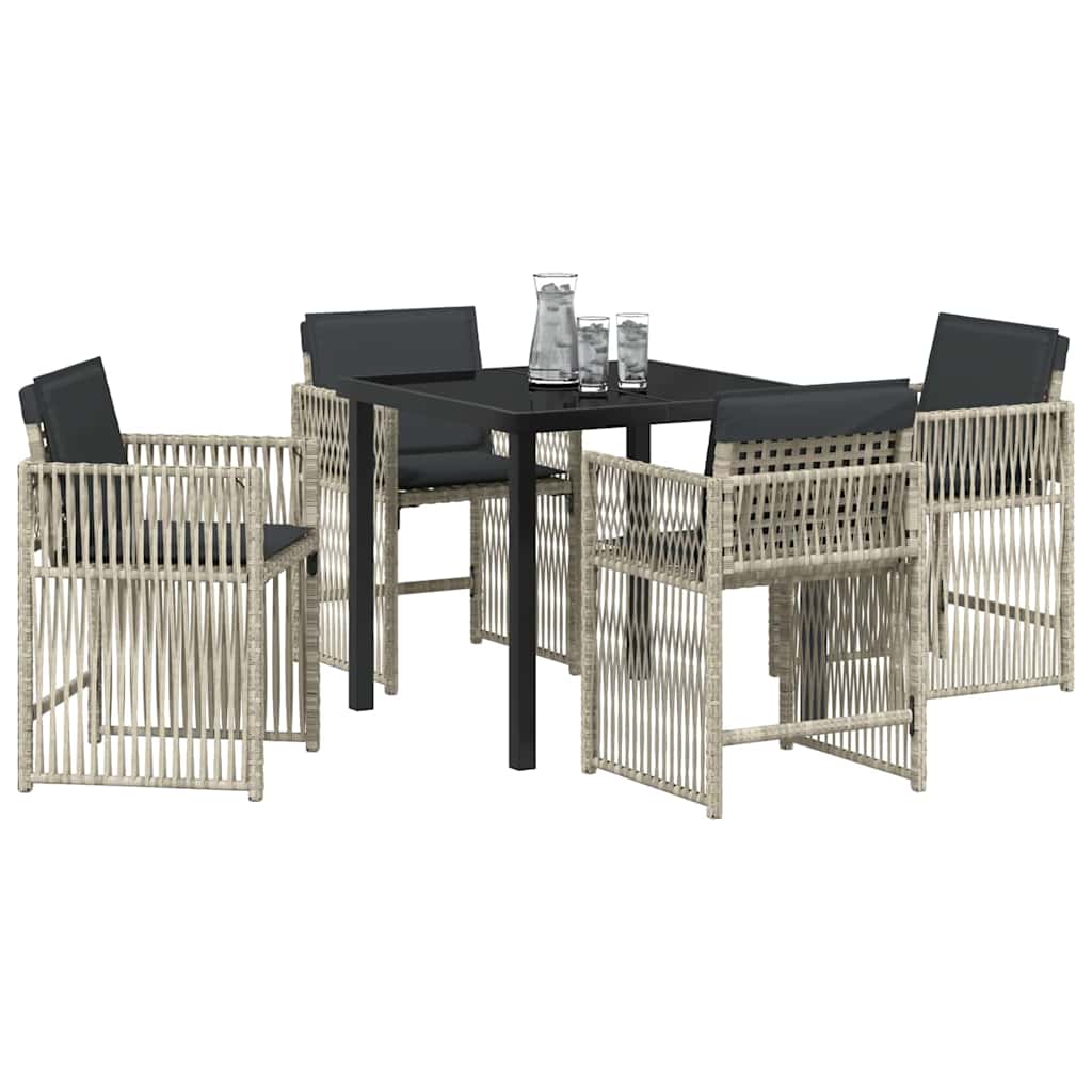 Garten Essgruppe 5 pcs Hellgrau Pulverbeschichteter Stahl