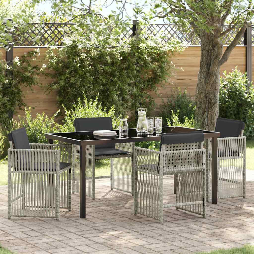 Garten Essgruppe 5 pcs Hellgrau Pulverbeschichteter Stahl