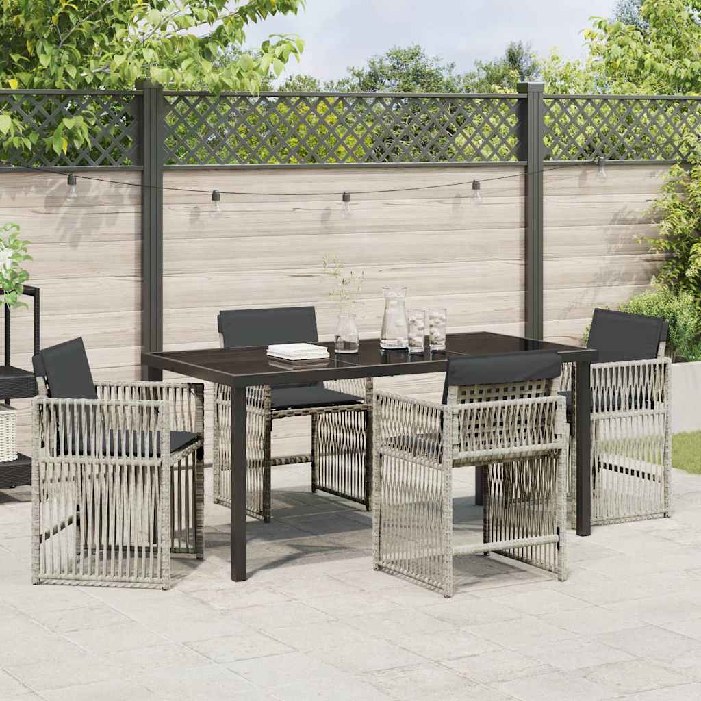 Garten Essgruppe 5 pcs Hellgrau Pulverbeschichteter Stahl