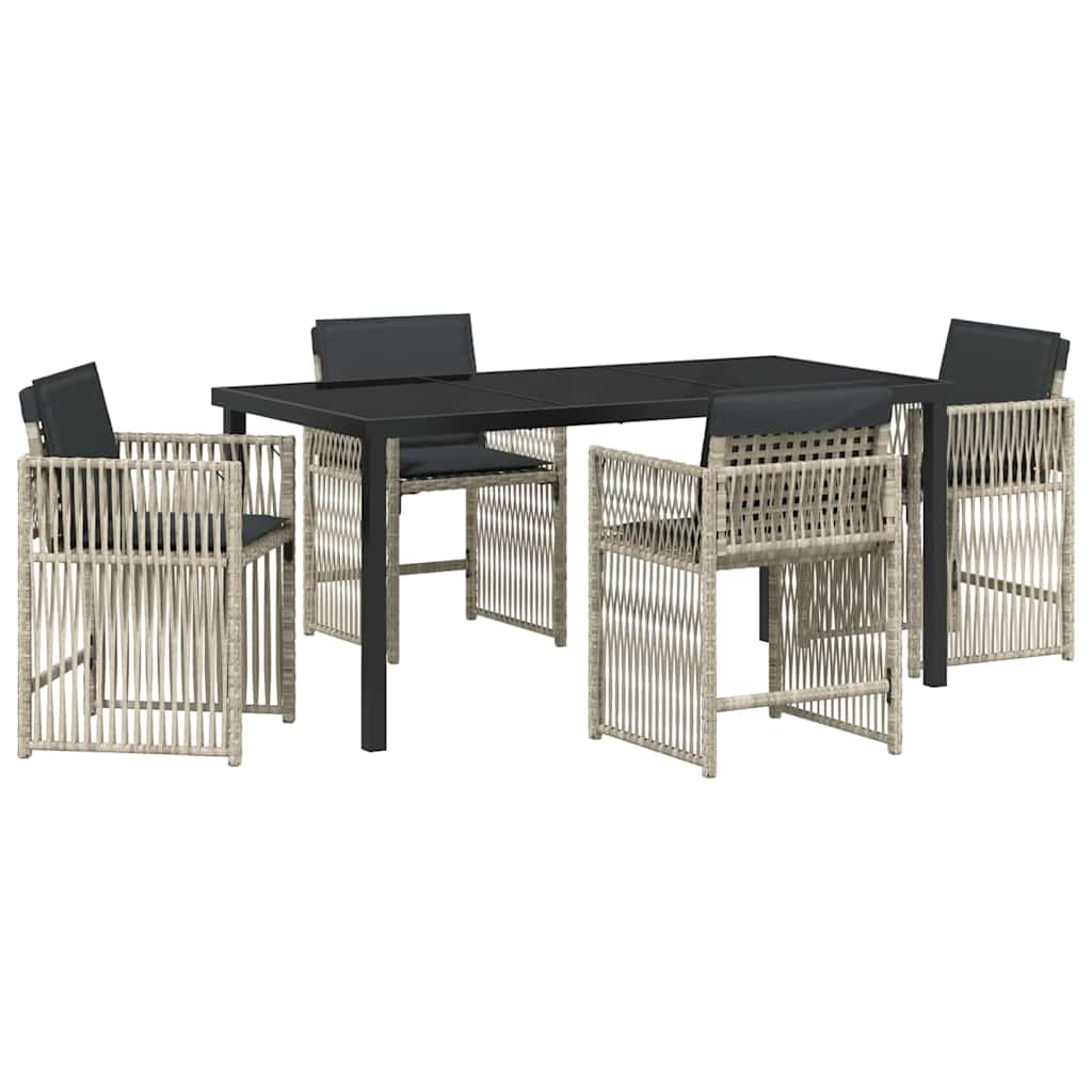 Garten Essgruppe 5 pcs Hellgrau Pulverbeschichteter Stahl