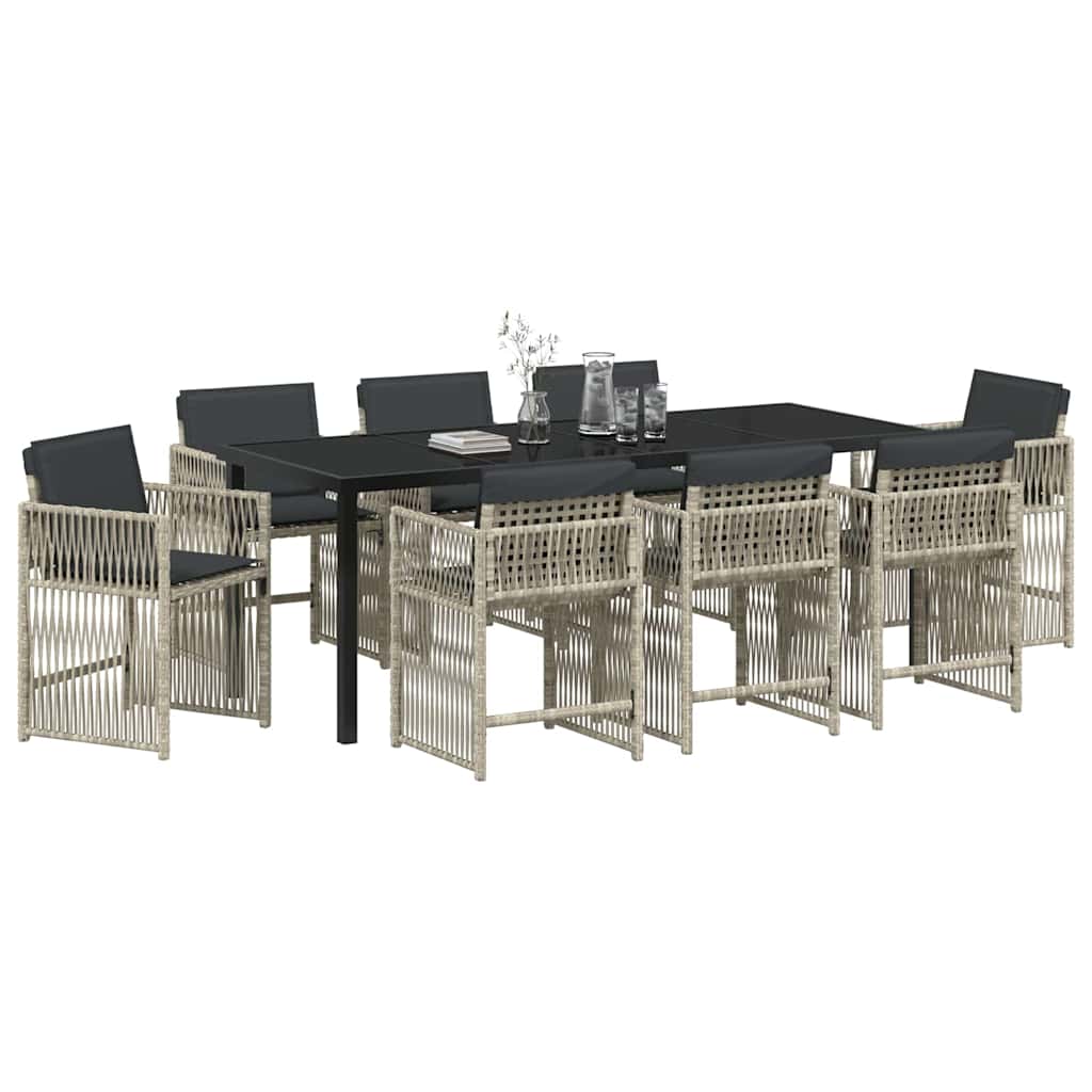 Garten Essgruppe 9 pcs Hellgrau Pulverbeschichteter Stahl