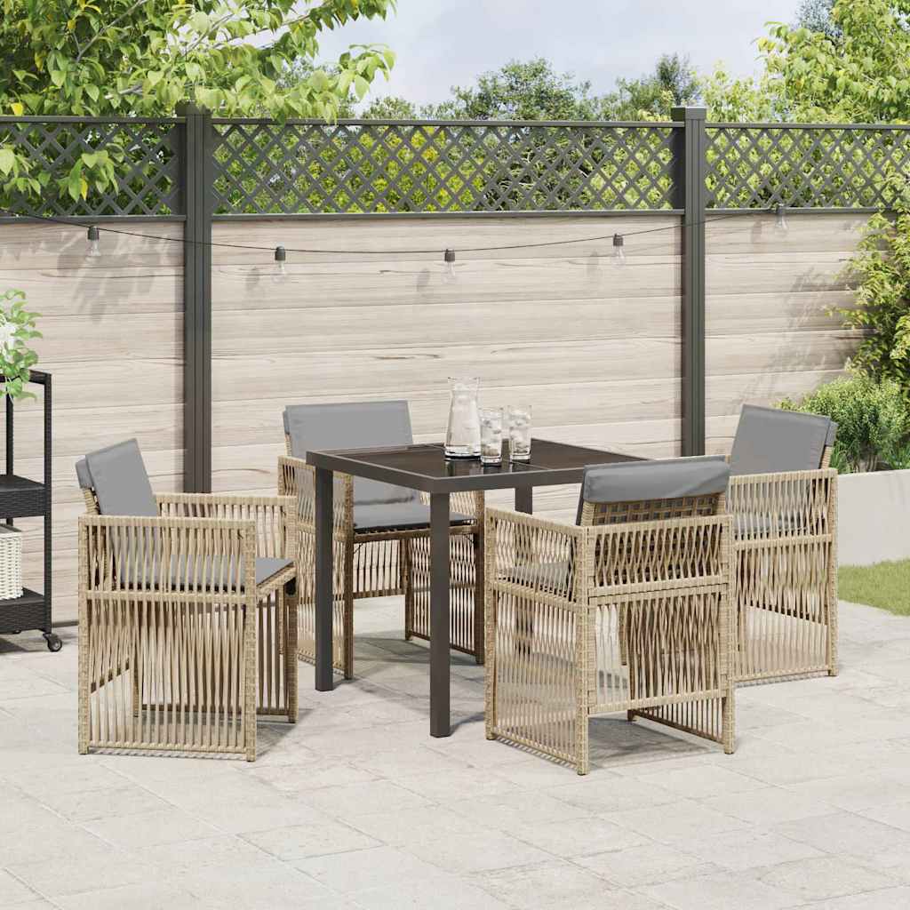 Garten Essgruppe 5 pcs Beige Pulverbeschichteter Stahl