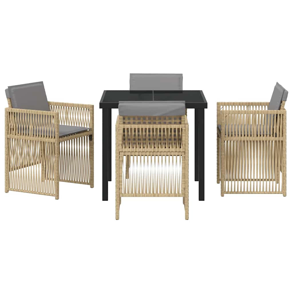 Garten Essgruppe 5 pcs Beige Pulverbeschichteter Stahl