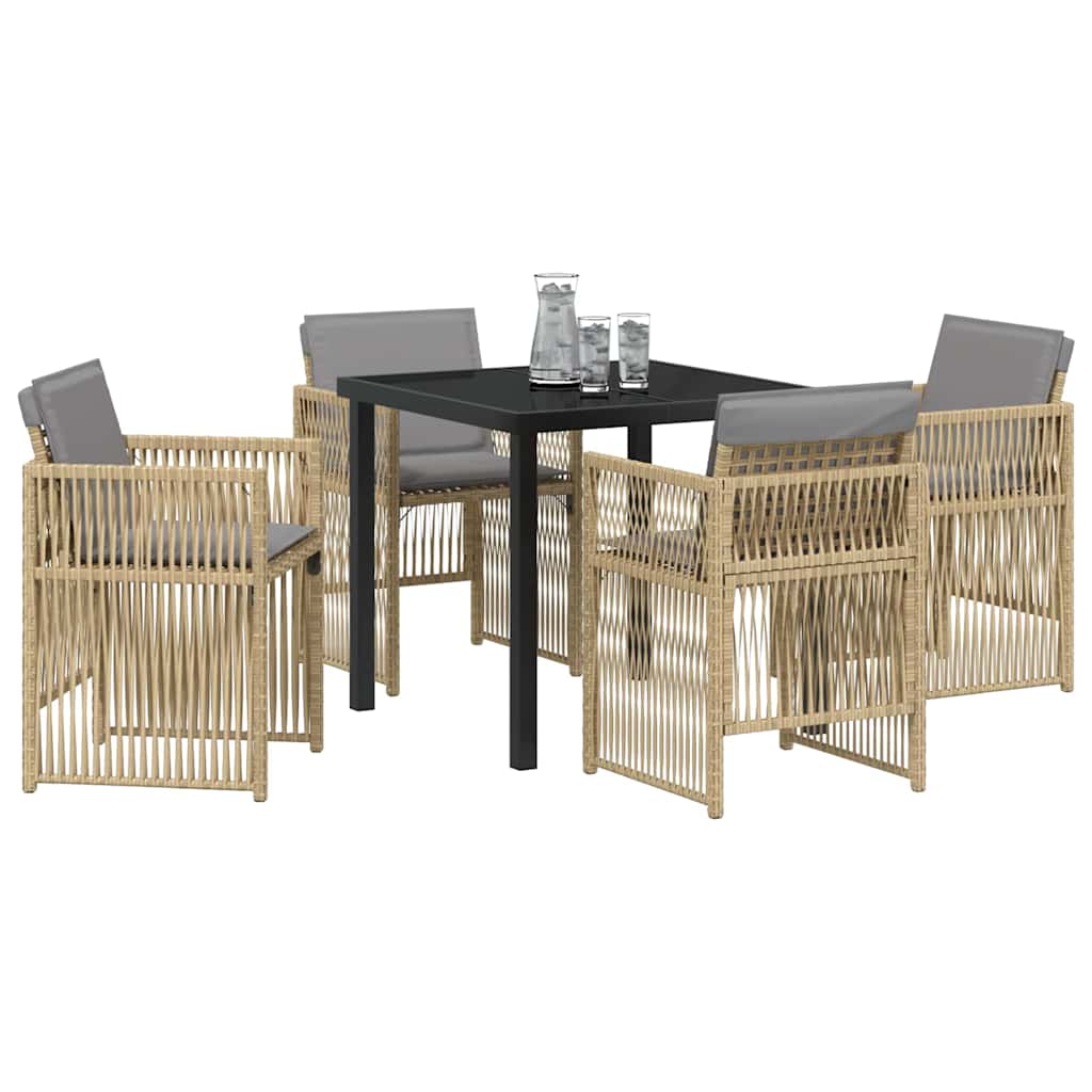 Garten Essgruppe 5 pcs Beige Pulverbeschichteter Stahl