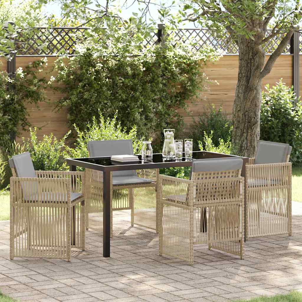 Garten Essgruppe 5 pcs Beige Pulverbeschichteter Stahl