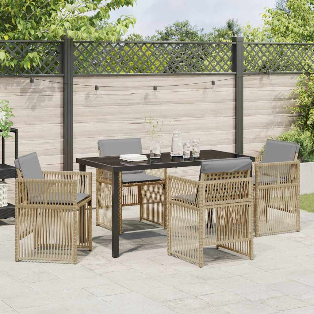 Garten Essgruppe 5 pcs Beige Pulverbeschichteter Stahl