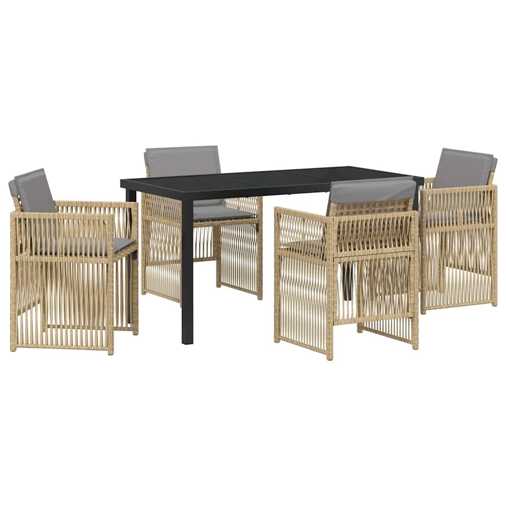 Garten Essgruppe 5 pcs Beige Pulverbeschichteter Stahl