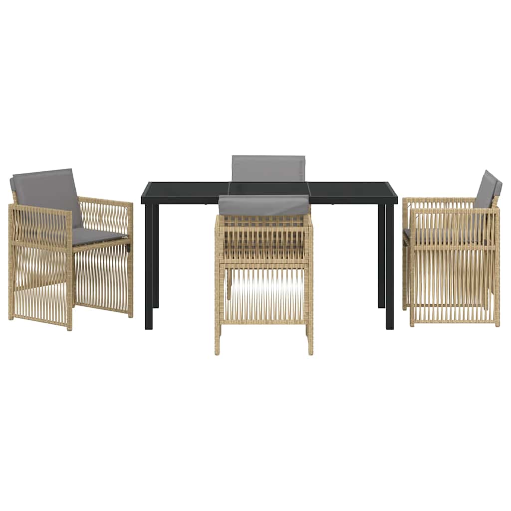 Garten Essgruppe 5 pcs Beige Pulverbeschichteter Stahl