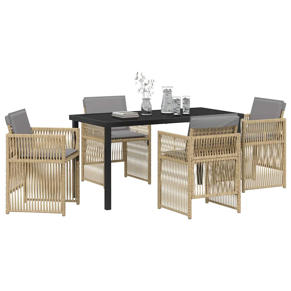 Garten Essgruppe 5 pcs Beige Pulverbeschichteter Stahl