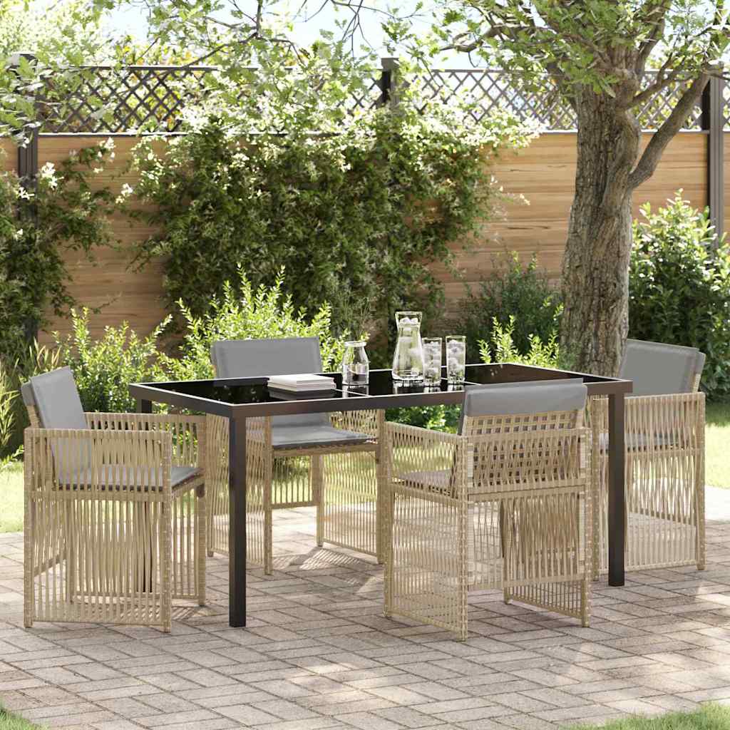 Garten Essgruppe 5 pcs Beige Pulverbeschichteter Stahl