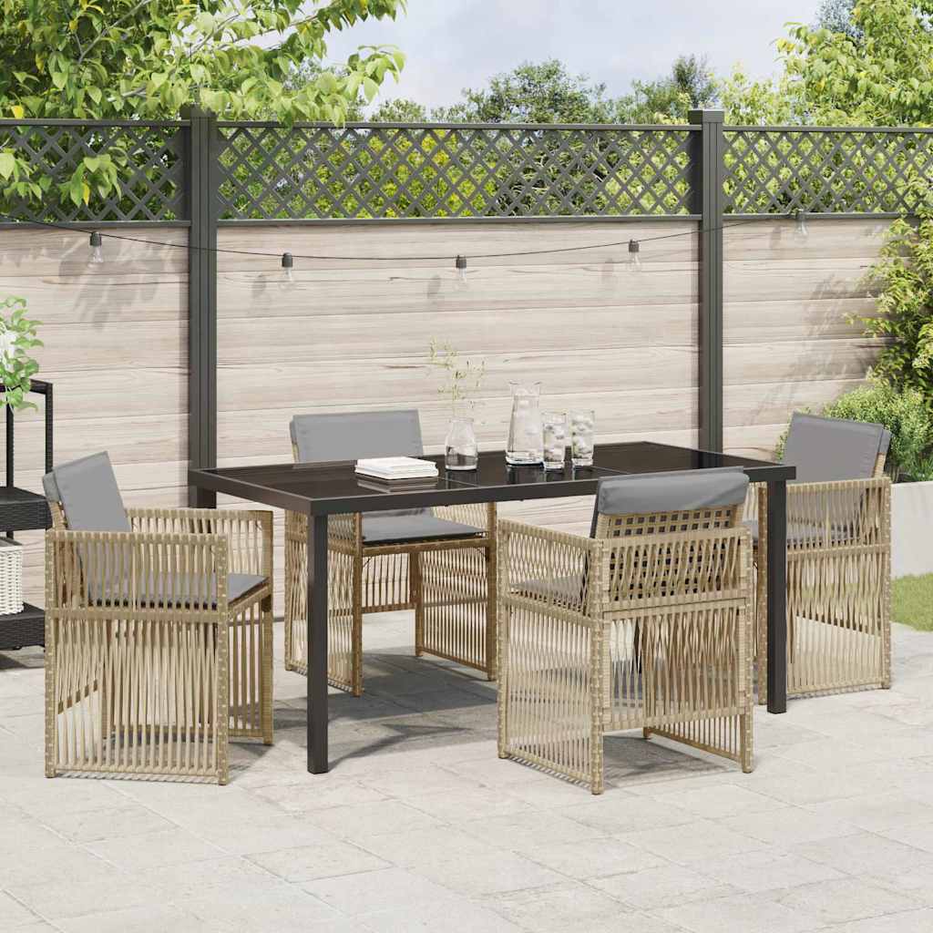 Garten Essgruppe 5 pcs Beige Pulverbeschichteter Stahl