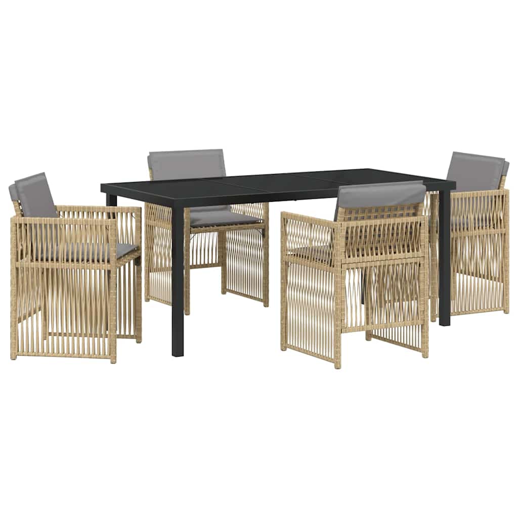 Garten Essgruppe 5 pcs Beige Pulverbeschichteter Stahl
