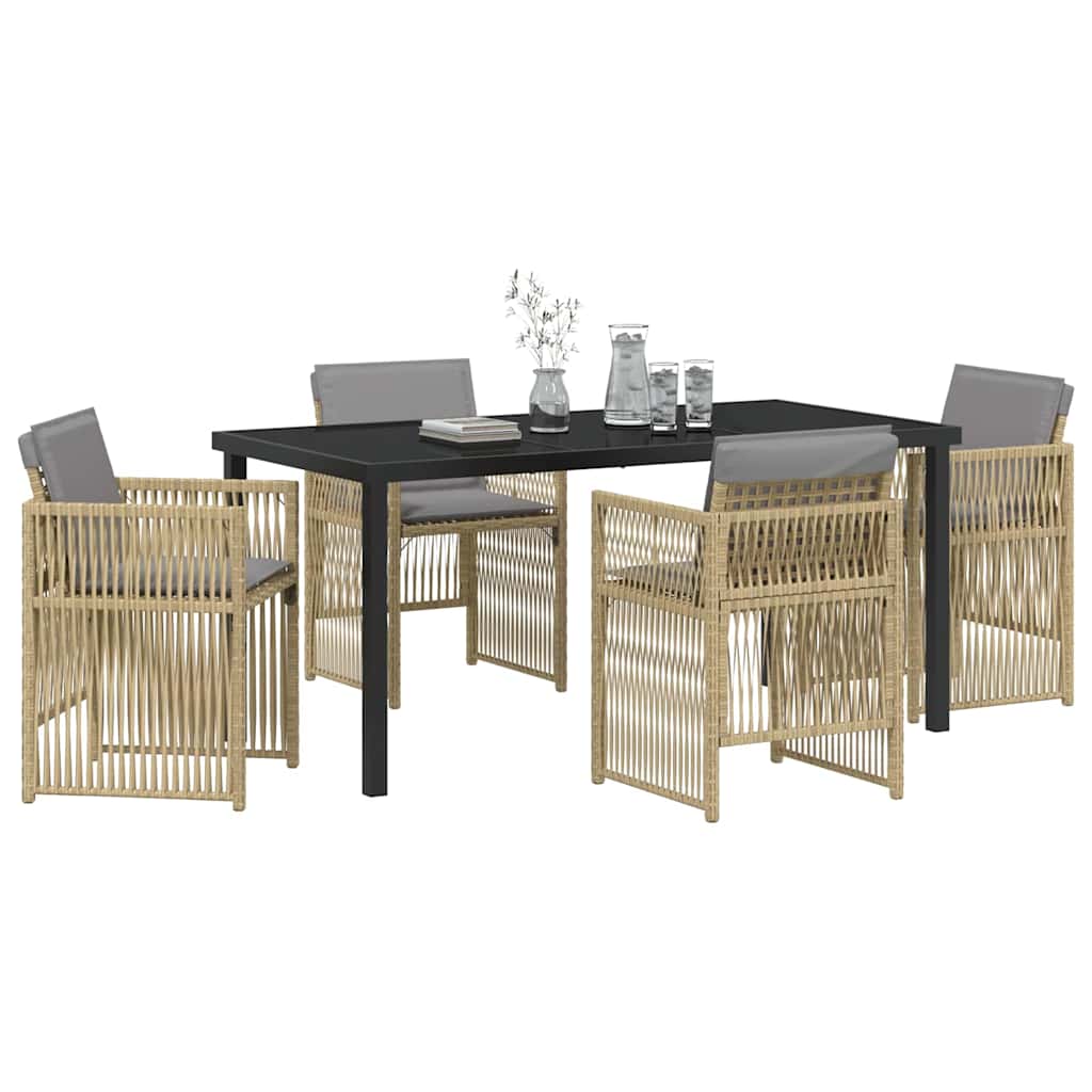 Garten Essgruppe 5 pcs Beige Pulverbeschichteter Stahl