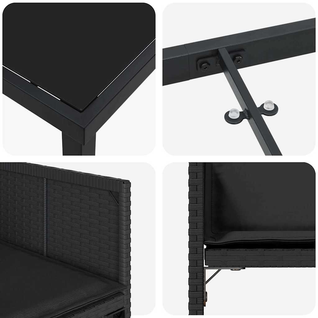 Garten Essgruppe 5 pcs Schwarz Poly-Rattan