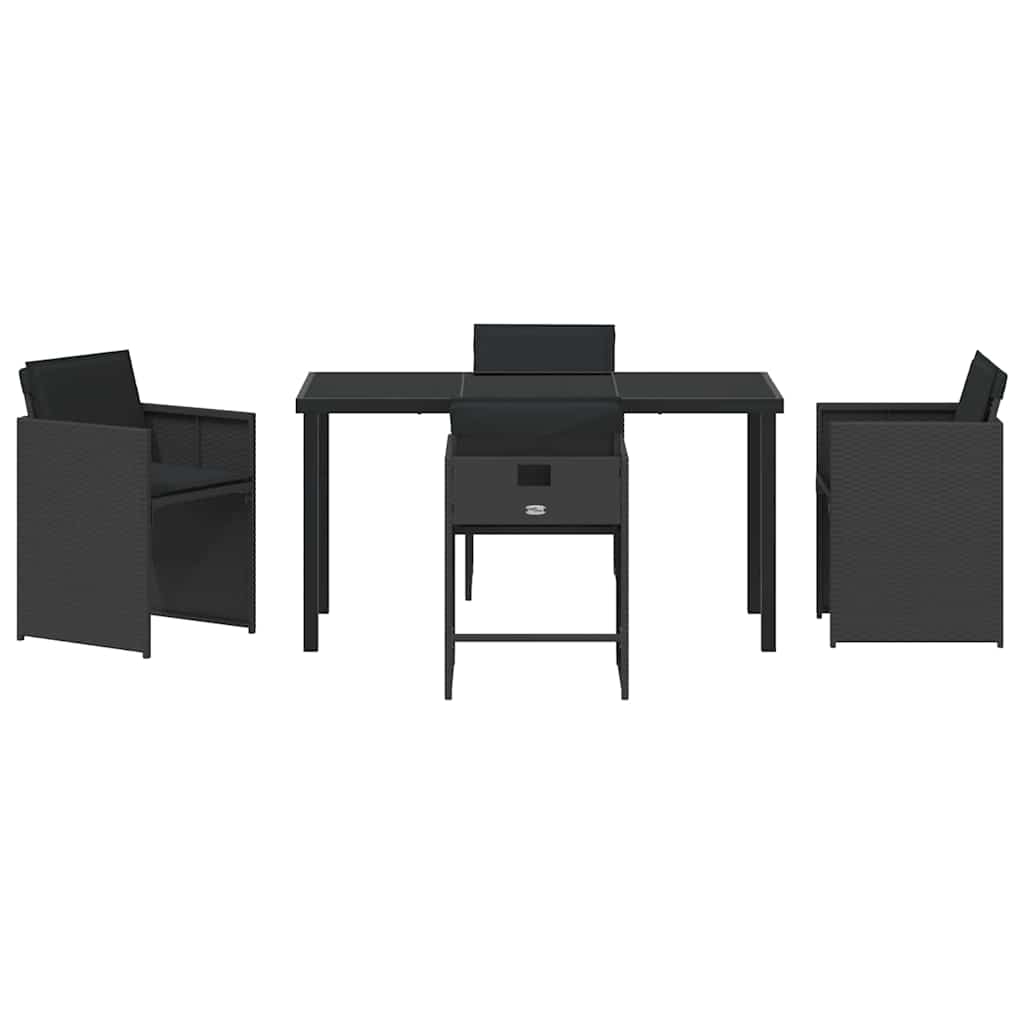Garten Essgruppe 5 pcs Schwarz Poly-Rattan