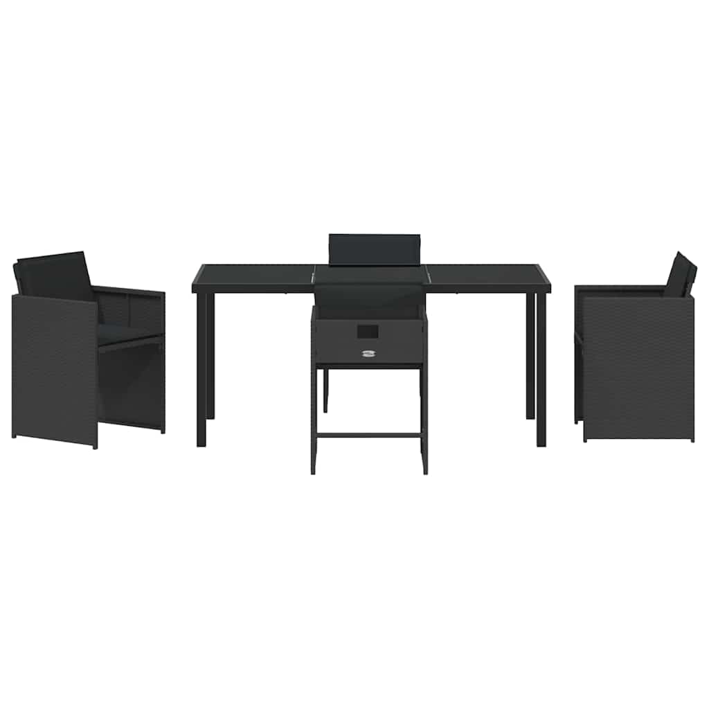 Garten Essgruppe 5 pcs Schwarz Poly-Rattan