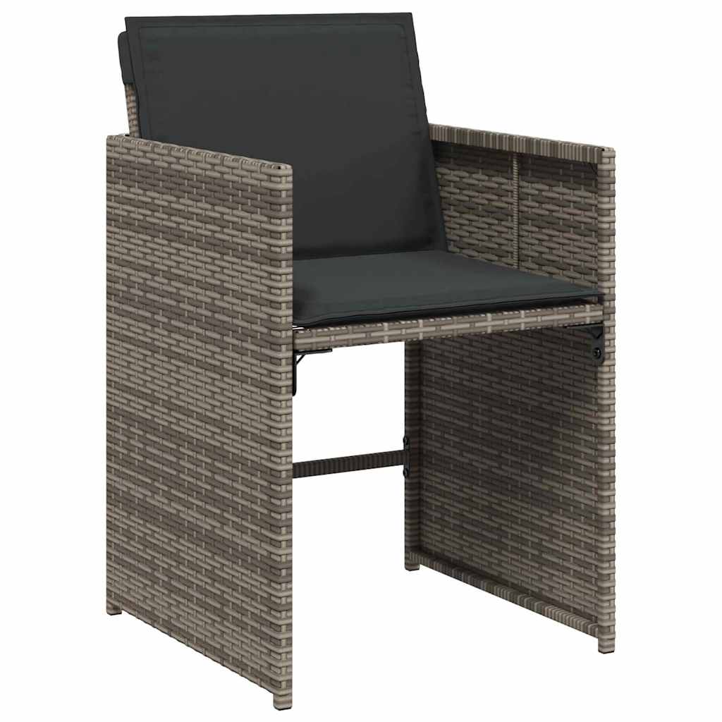 Garten Essgruppe 9 pcs Grau Poly-Rattan