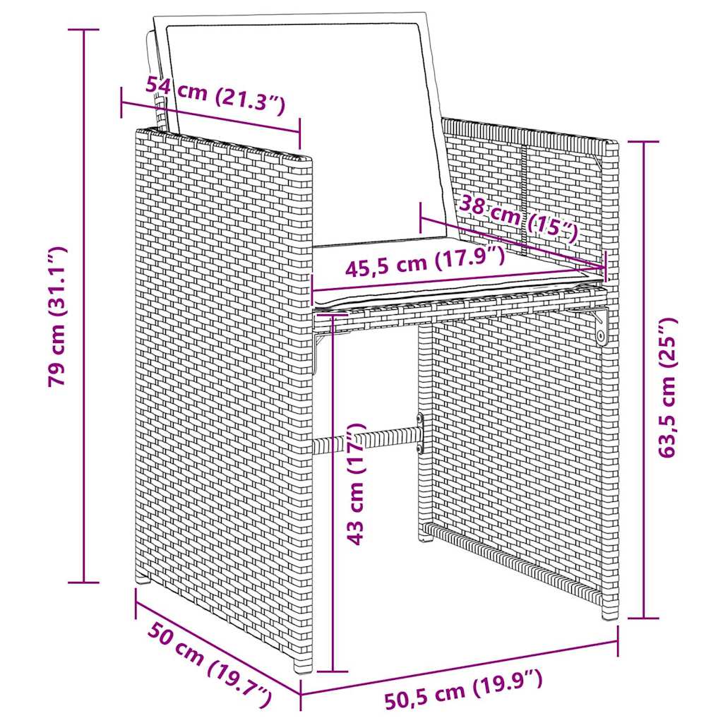 Garten Essgruppe 9 pcs Grau Poly-Rattan