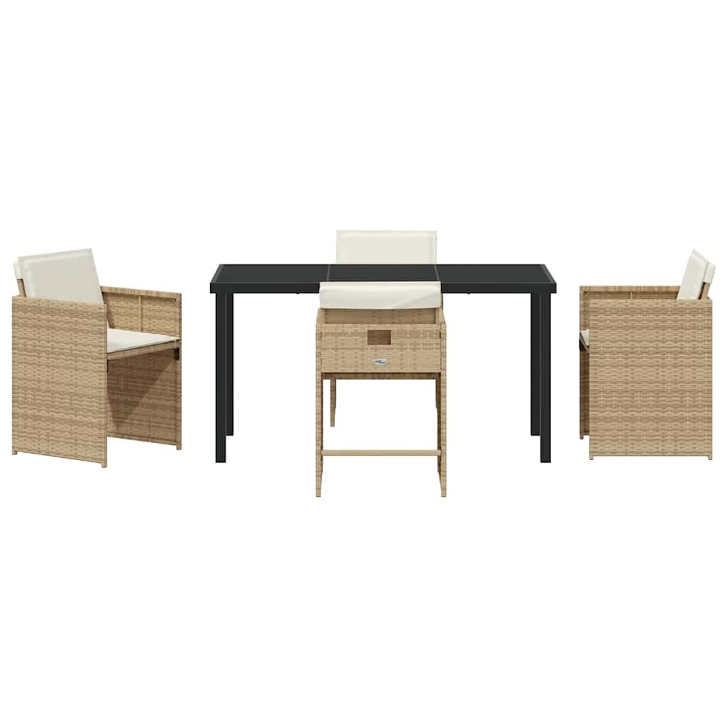 Garten Essgruppe 5 pcs Beige Poly-Rattan
