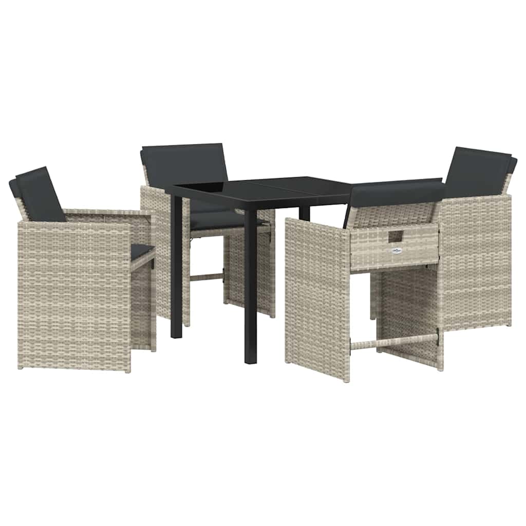 Garten Essgruppe 5 pcs Hellgrau Poly-Rattan