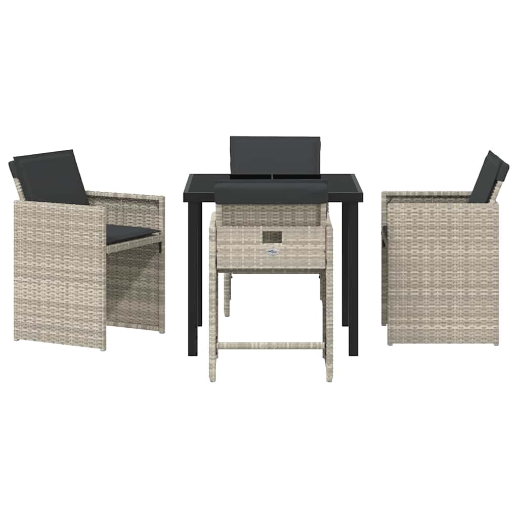 Garten Essgruppe 5 pcs Hellgrau Poly-Rattan