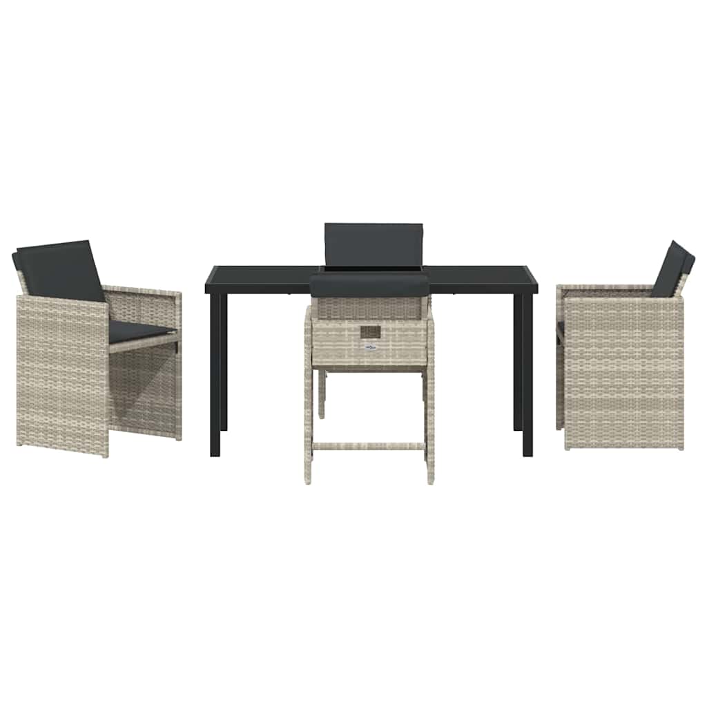 Garten Essgruppe 5 pcs Hellgrau Poly-Rattan