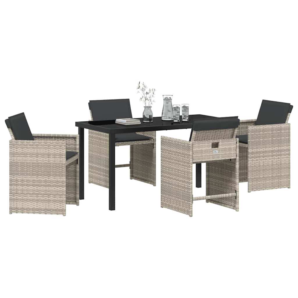 Garten Essgruppe 5 pcs Hellgrau Poly-Rattan