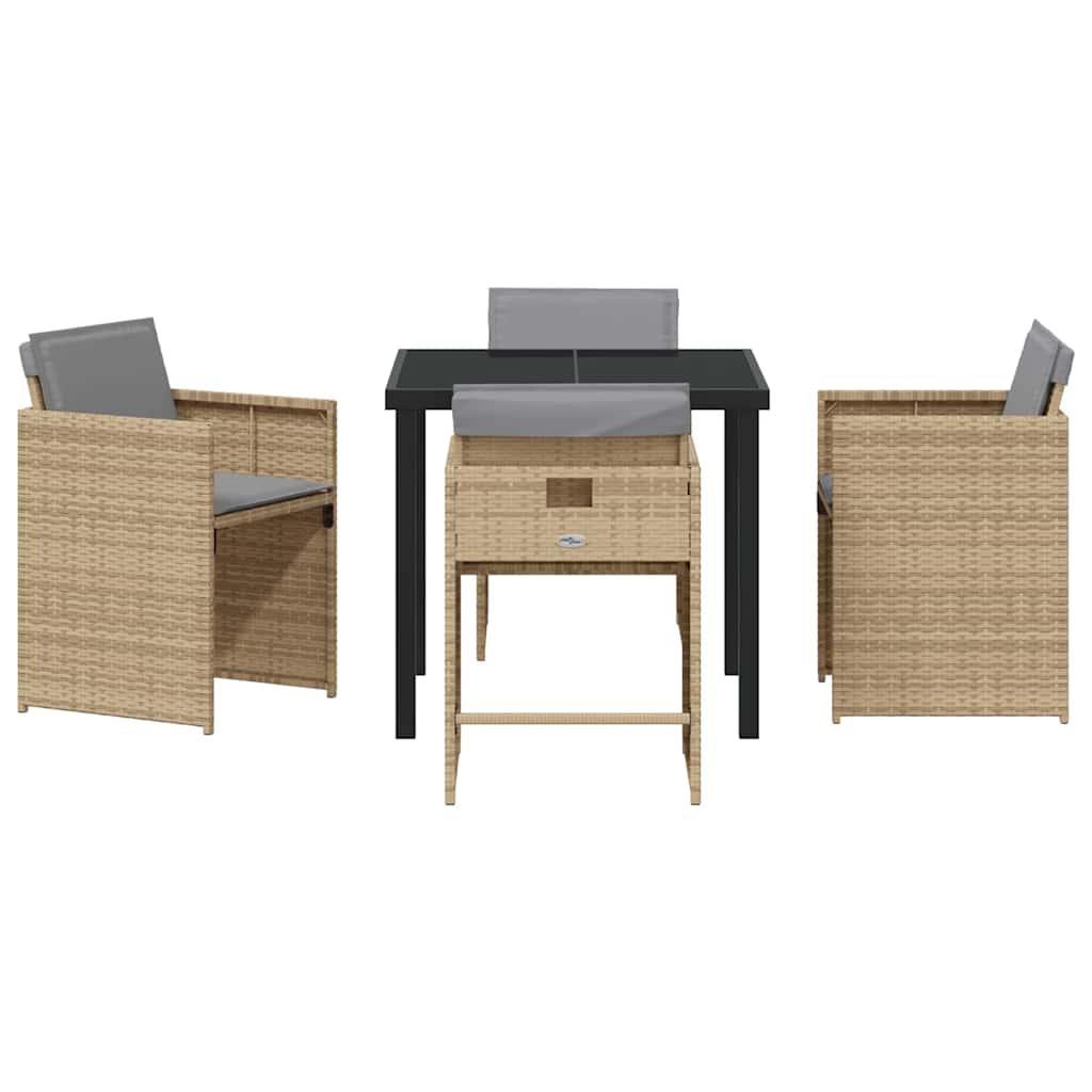 Garten Essgruppe 5 pcs Beige Poly-Rattan
