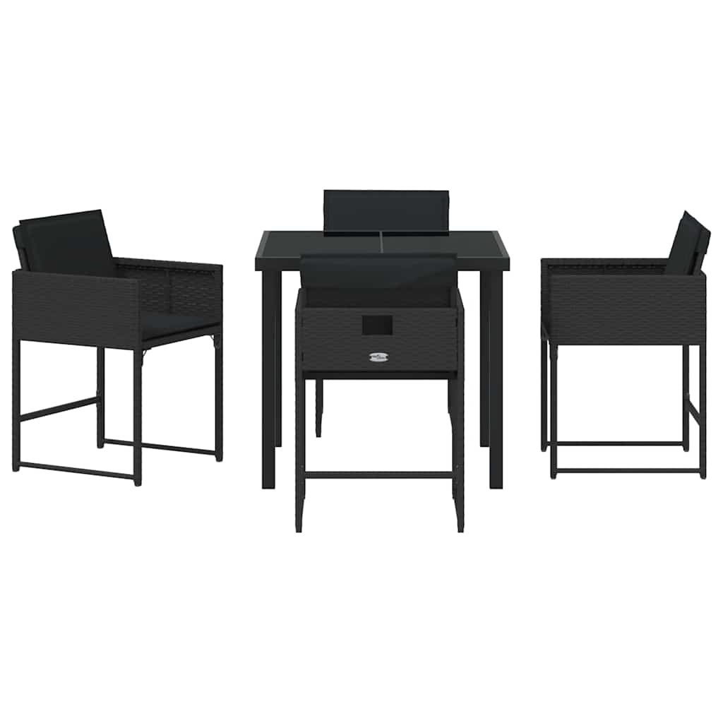 Garten Essgruppe 5 pcs Schwarz Poly-Rattan