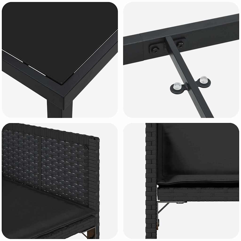 Garten Essgruppe 5 pcs Schwarz Poly-Rattan