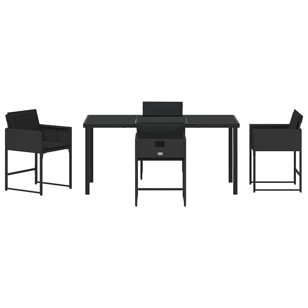 Garten Essgruppe 5 pcs Schwarz Poly-Rattan