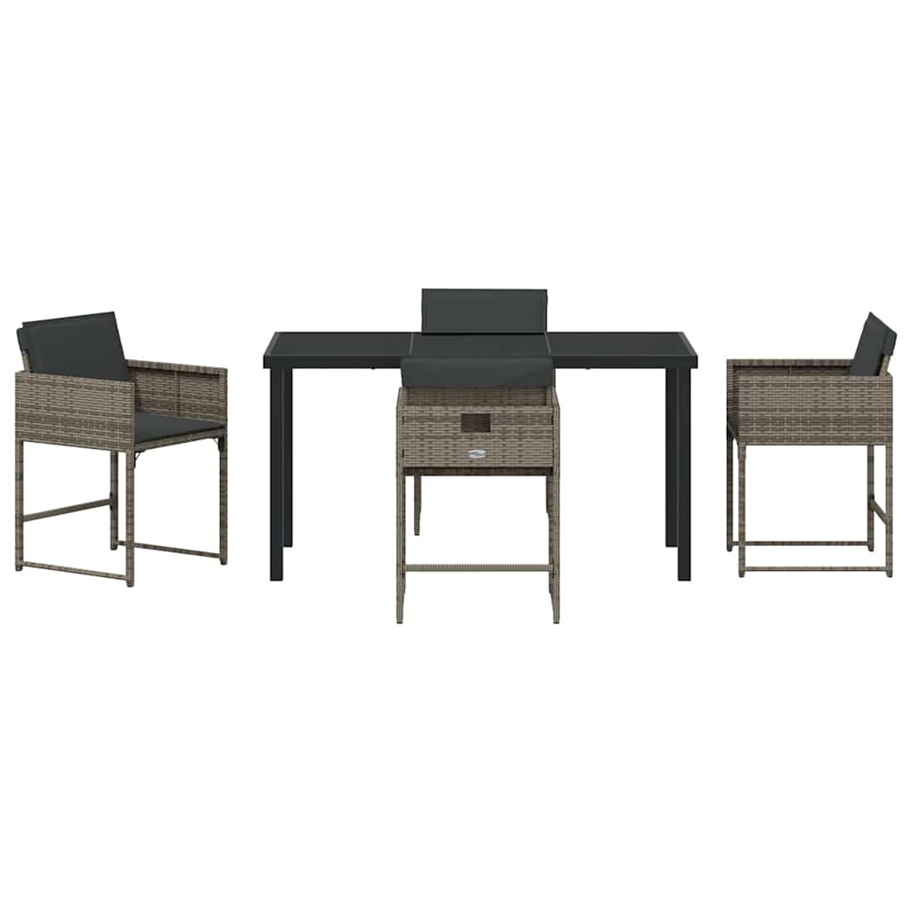 Garten Essgruppe 5 pcs Grau Poly-Rattan