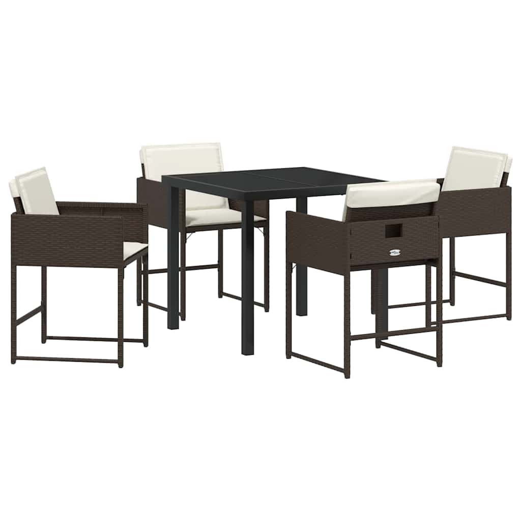 Garten Essgruppe 5 pcs Braun Poly-Rattan