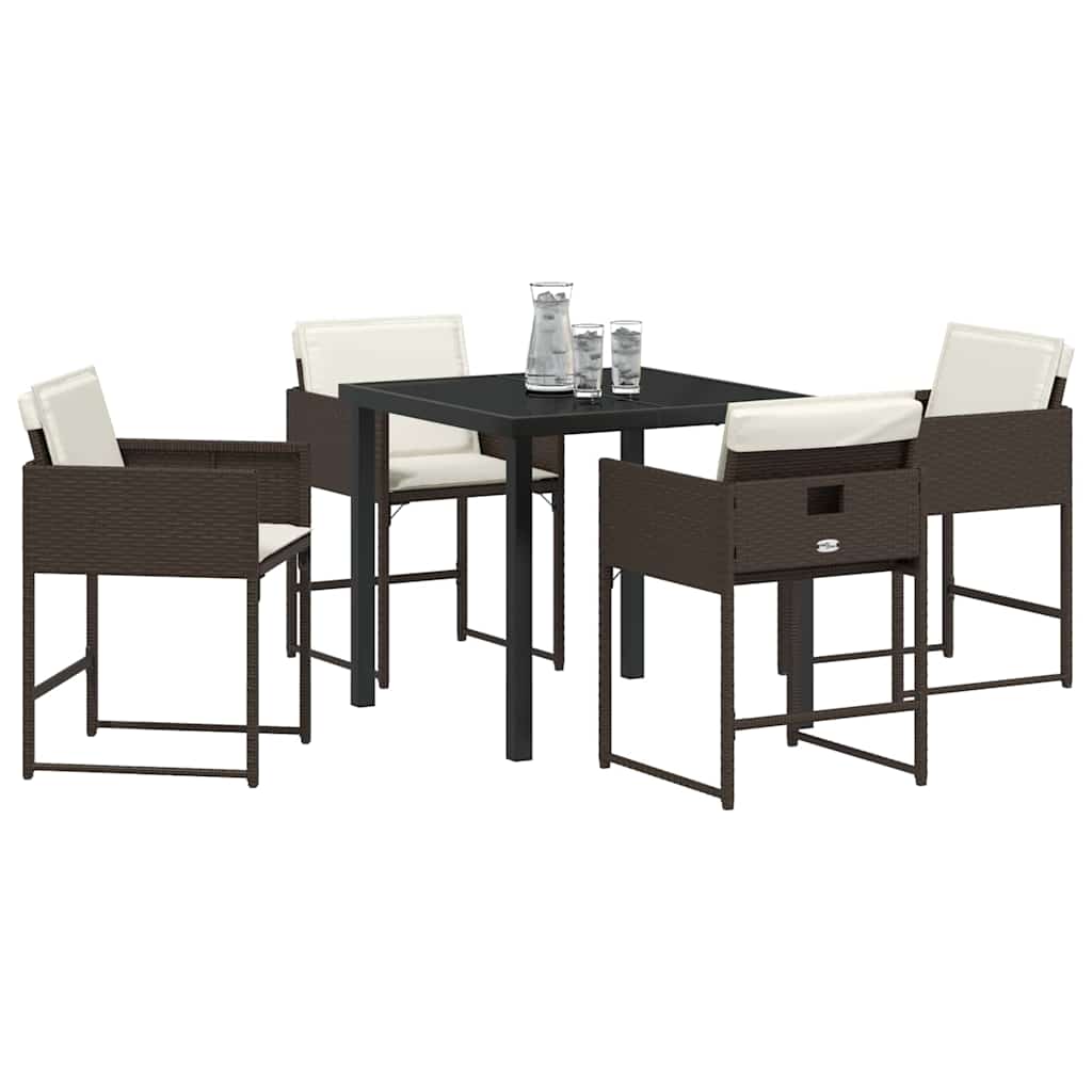 Garten Essgruppe 5 pcs Braun Poly-Rattan