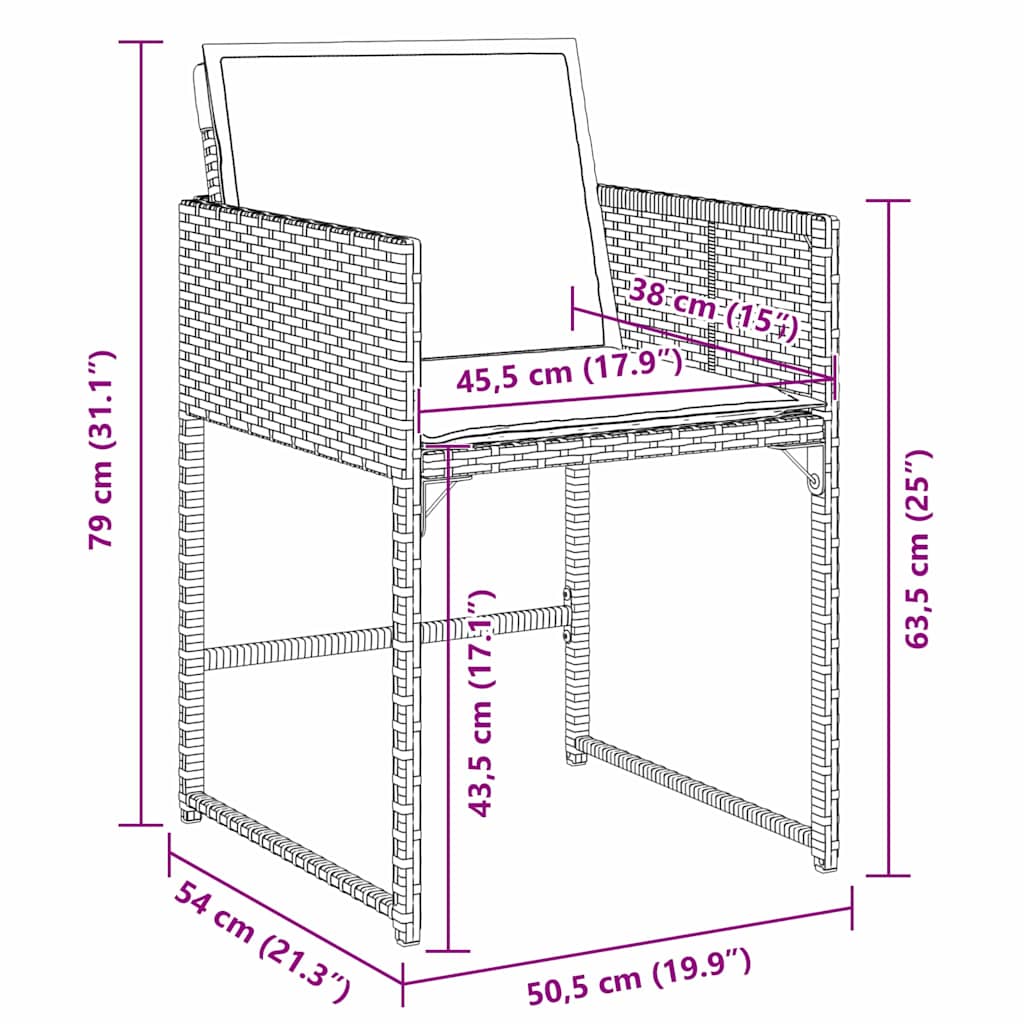 Garten Essgruppe 5 pcs Braun Poly-Rattan