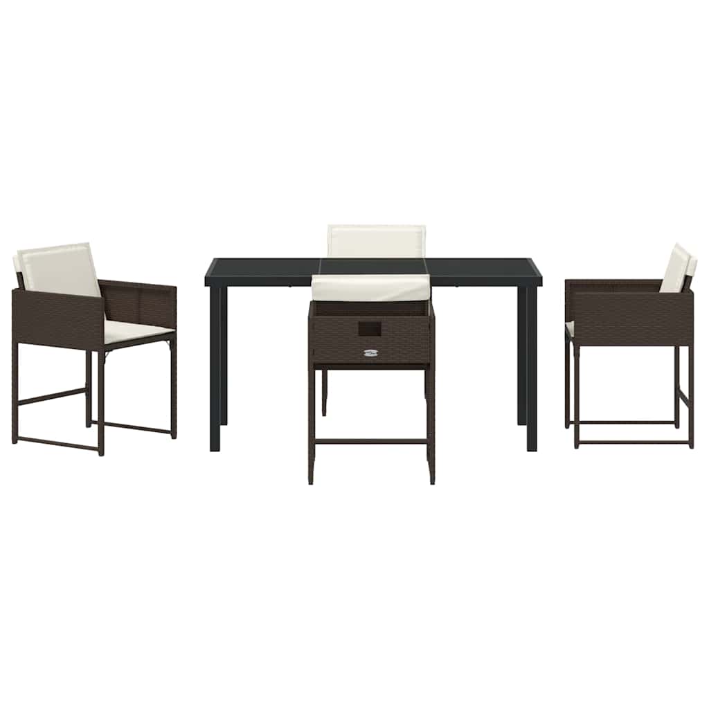 Garten Essgruppe 5 pcs Braun Poly-Rattan