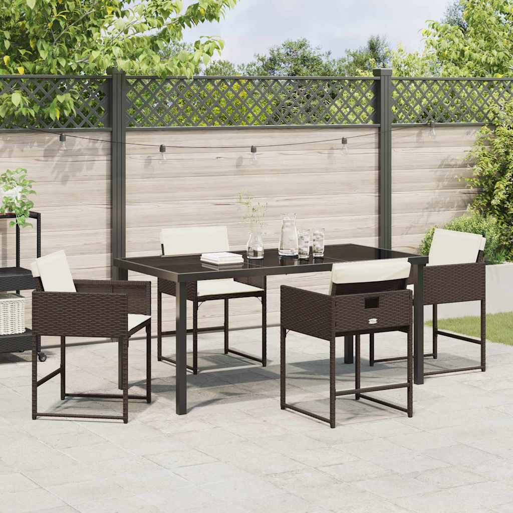 Garten Essgruppe 5 pcs Braun Poly-Rattan