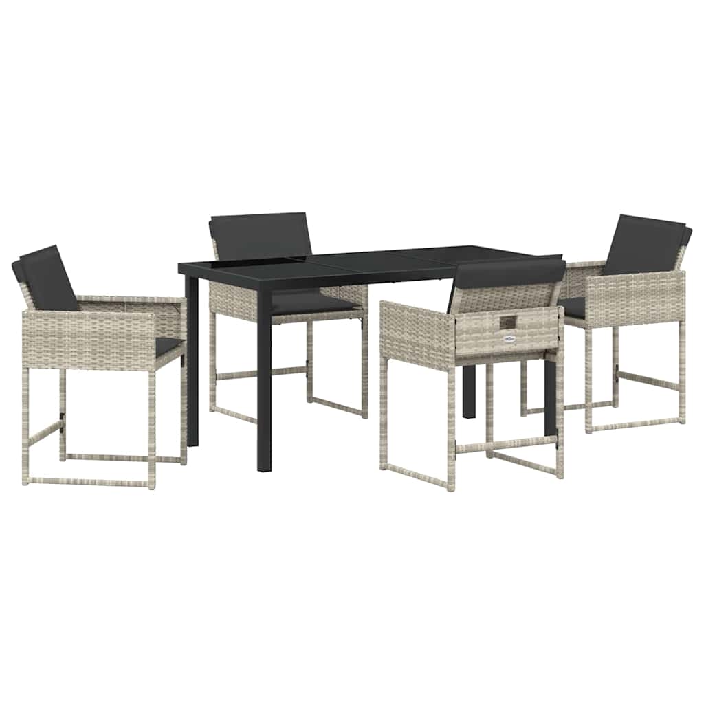 Garten Essgruppe 5 pcs Hellgrau Poly-Rattan