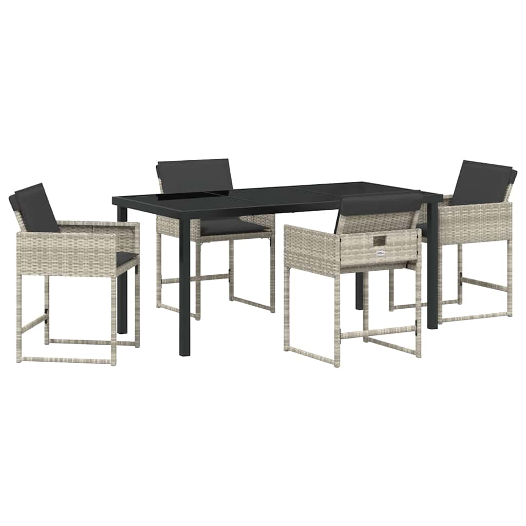 Garten Essgruppe 5 pcs Hellgrau Poly-Rattan