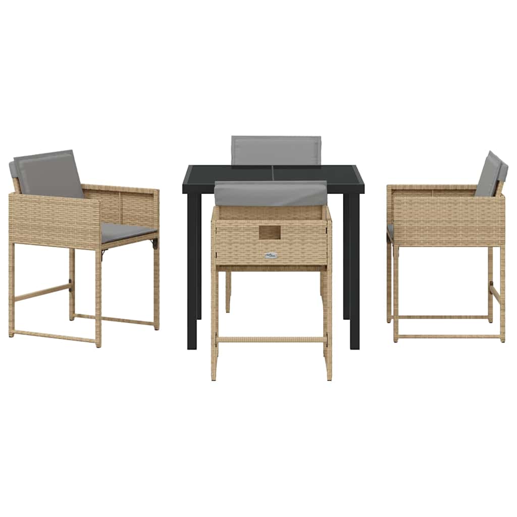 Garten Essgruppe 5 pcs Beige Poly-Rattan