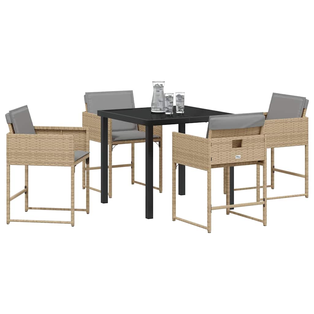 Garten Essgruppe 5 pcs Beige Poly-Rattan