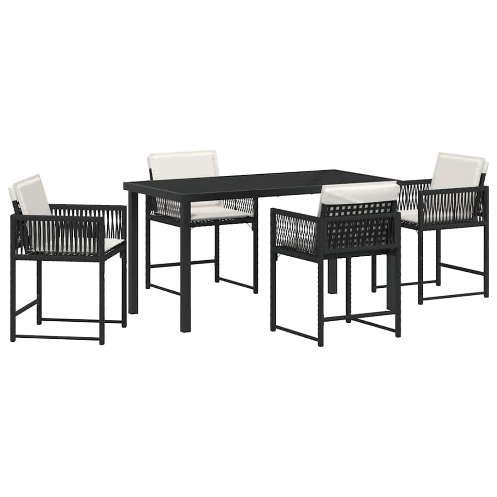 Garten Essgruppe 5 pcs Schwarz Poly-Rattan