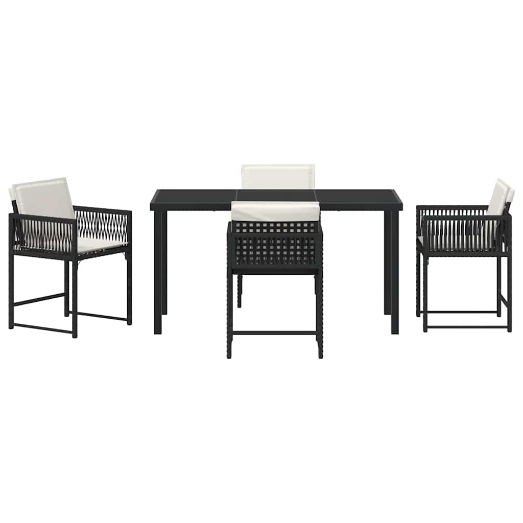 Garten Essgruppe 5 pcs Schwarz Poly-Rattan
