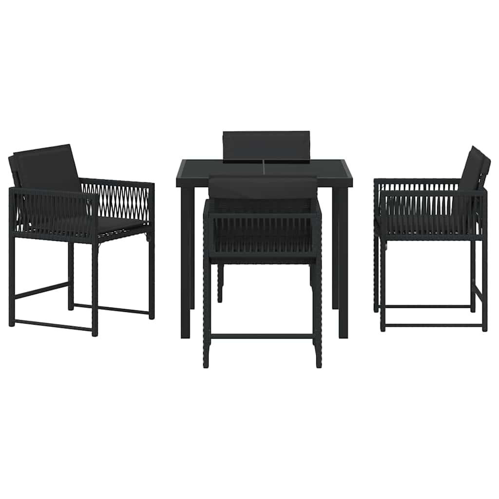 Garten Essgruppe 5 pcs Schwarz Poly-Rattan