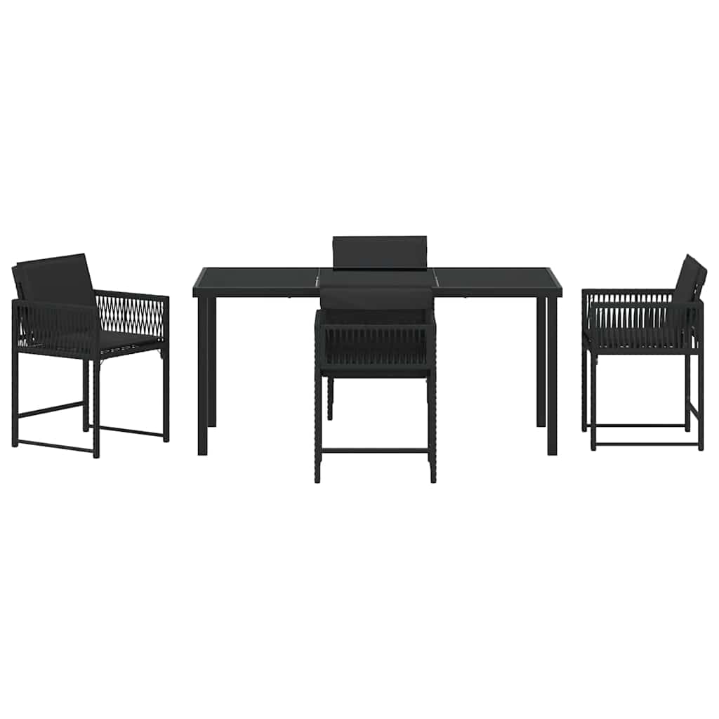 Garten Essgruppe 5 pcs Schwarz Poly-Rattan